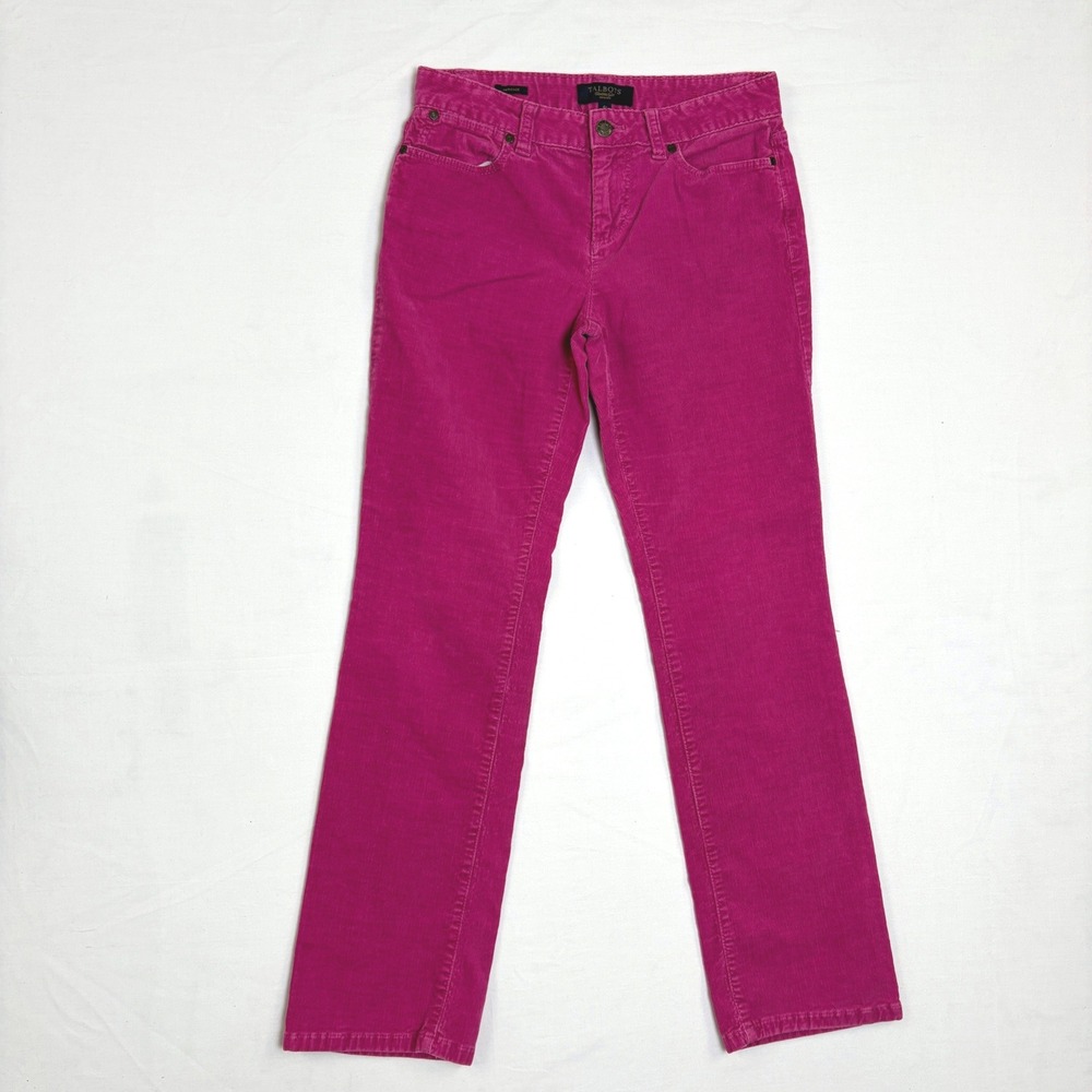 Talbots Heritage Corduroy Pants‎ Magenta Pink Straight Leg Petite 4P Academia
